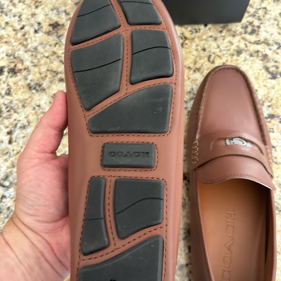 New With Box. Mens Brown Coach Loafers with Signature Coin Size 10 - Picture 8 of 10